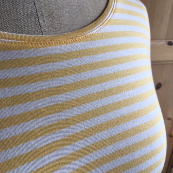 Yellow and White Striped T-shirt French Style Size M - Picture 6 of 8